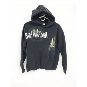 Ford Mens Built For Tough Fleece Black Hoodie with Kangaroo Pockets Size M